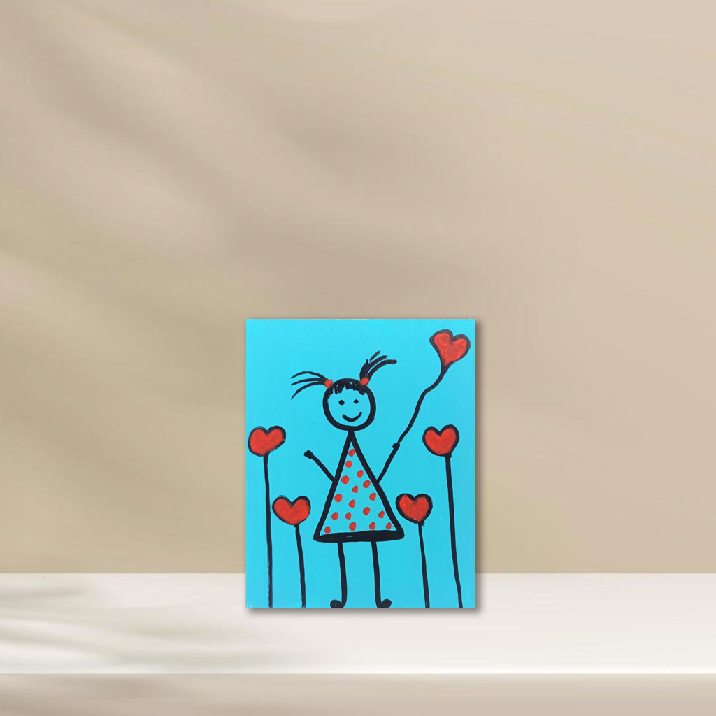 Καδράκι - Κορίτσι με καρδιές