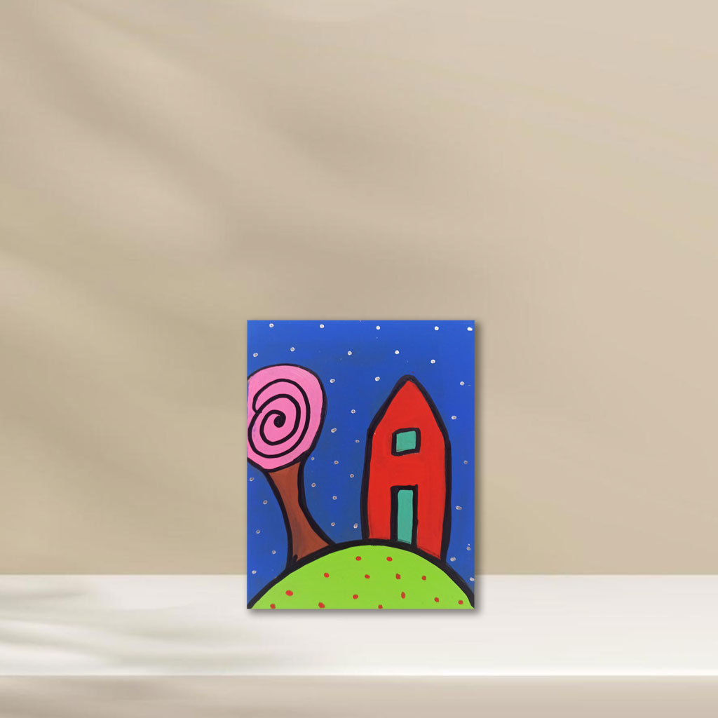 Καδράκι - Σπίτι σε μπλε φόντο